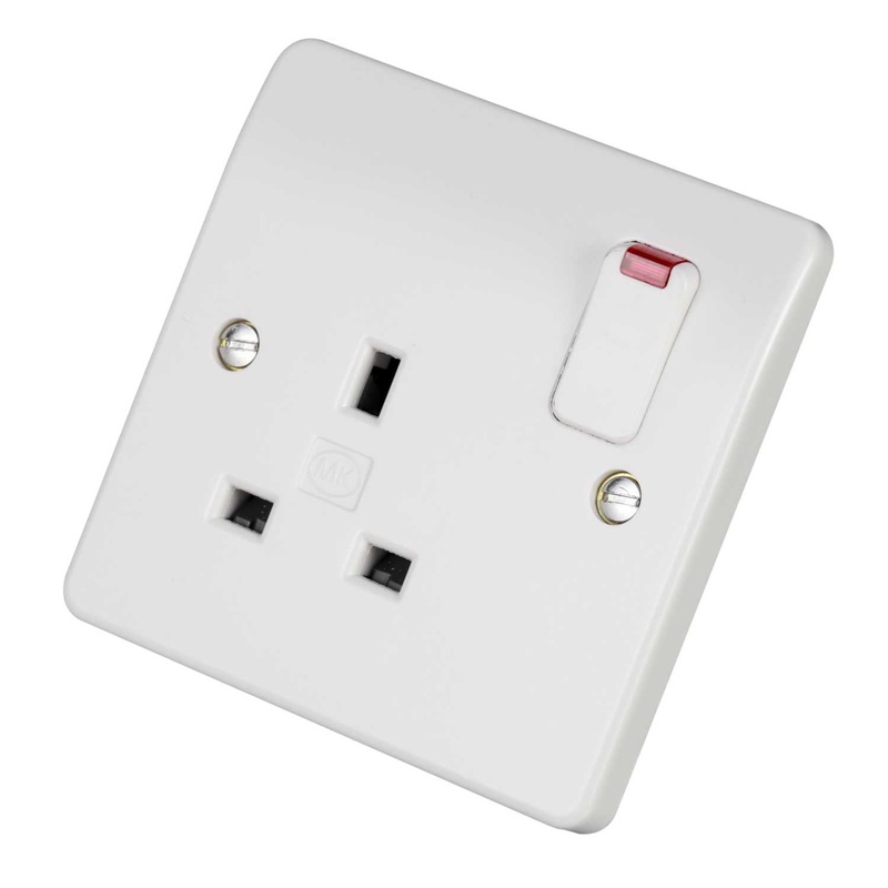 MK Electric 13A Single 1-Gang Socket with Neon