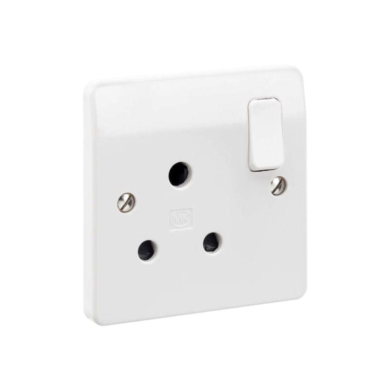 MK Electric 15A Single Round Pin 1-Gang Socket