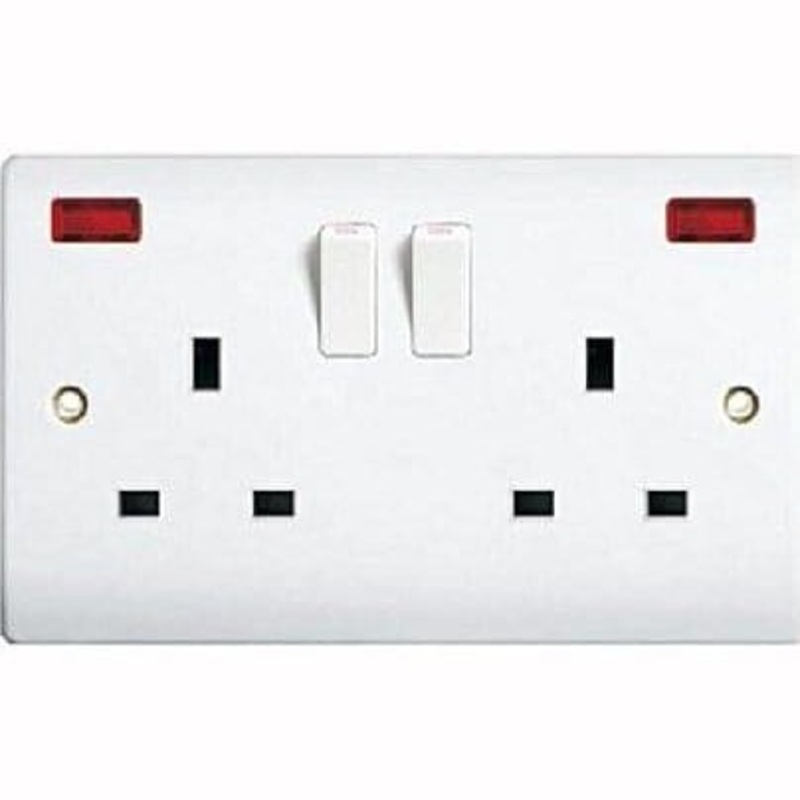 RR 13A Double Socket Outlet with Neon