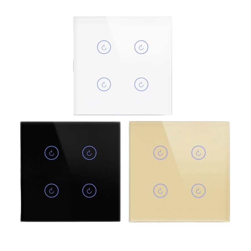 Smart Wi-Fi 4-Gang Touch Light Switch – Voice & App Control | White, Black, Gold