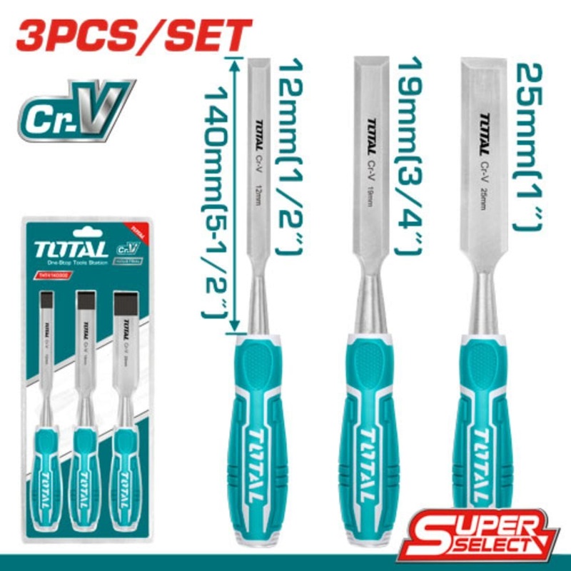 Total 3 Pieces Wood Chisel Set – THT41K0302