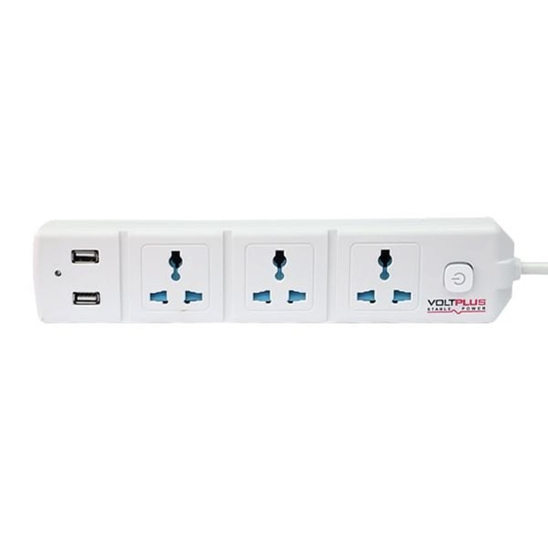 Voltplus 3-Way Extension Socket with USB – VP-3W2M1SU