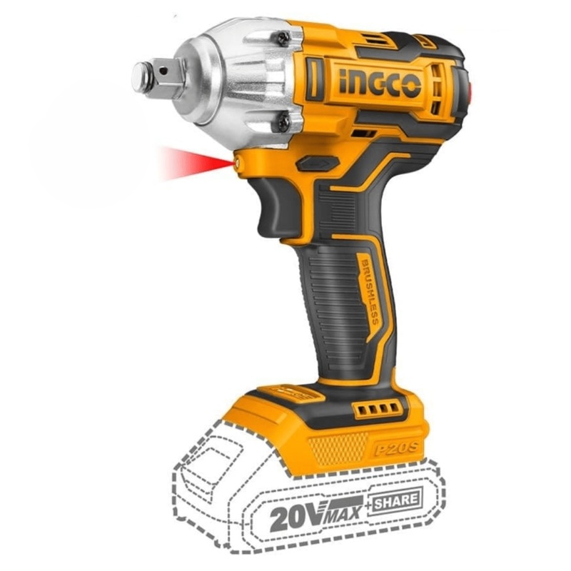 Ingco 1/2 Lithium-Ion Cordless Impact Wrench 300NM with Two 20V 2.0Ah Batteries & Charger – CIWLI2038