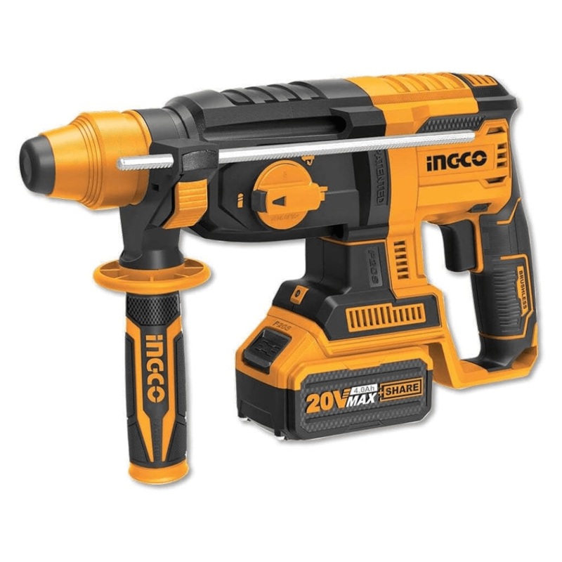 Ingco 20V Brushless Lithium-Ion Rotary Hammer with Two 4.0Ah Batteries & Charger  CRHLI202287