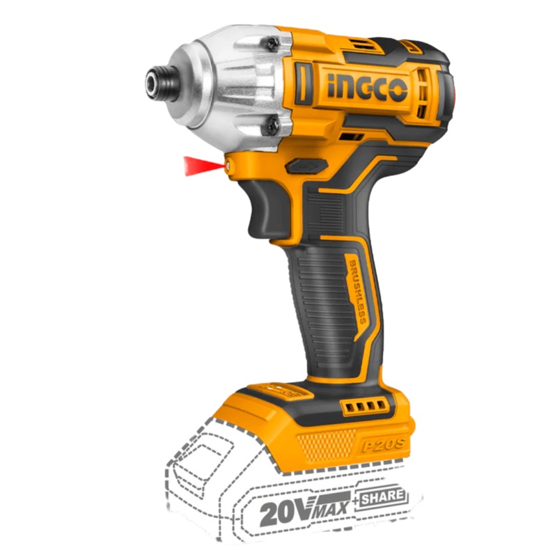 Ingco 6.35mm Brushless Lithium-Ion Cordless Impact Driver with Two 20V 2.0Ah Batteries & Charger – CIRLI2017