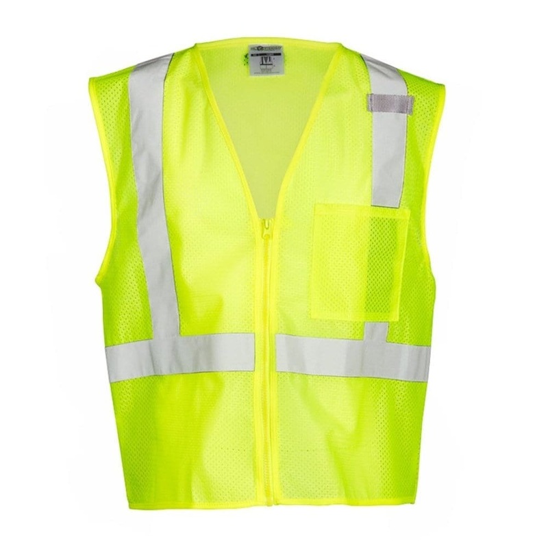 Lime Green Zipped Reflective Safety Vest With Pocket