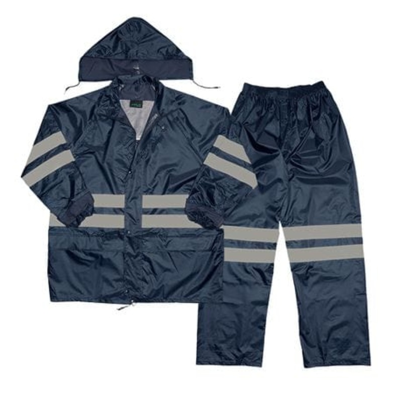 Navy Blue Rain Suit With Reflector