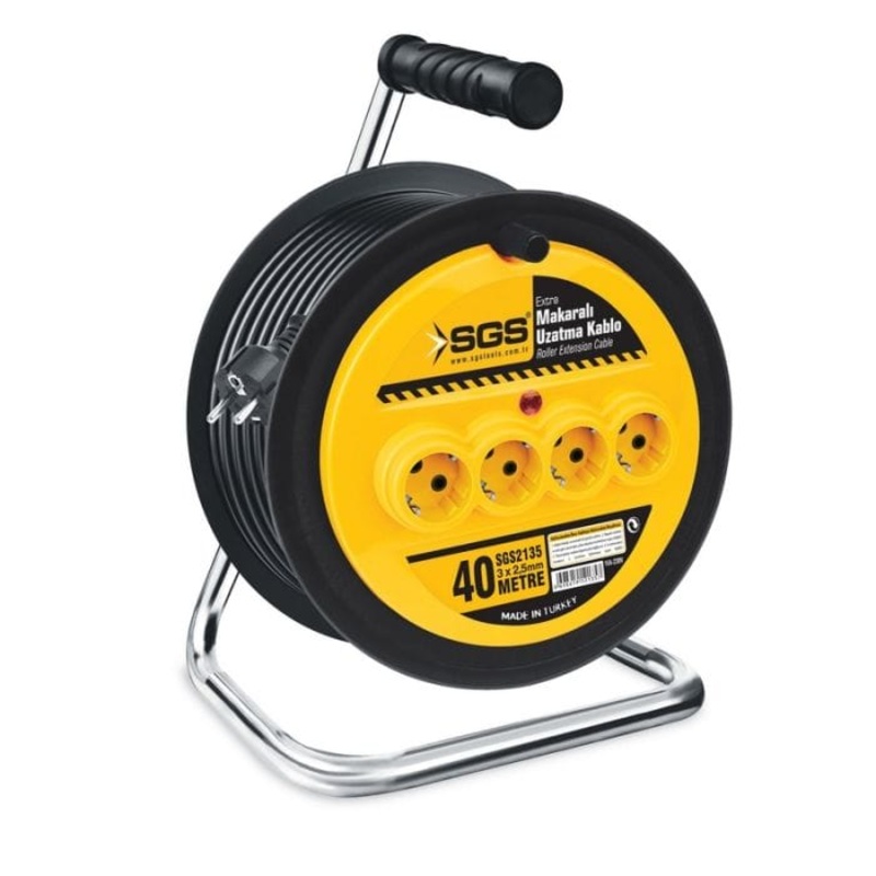 SGS 40m Roller Extension Cable Reel 3 x 2.5mm 2-Pins – SGS2135