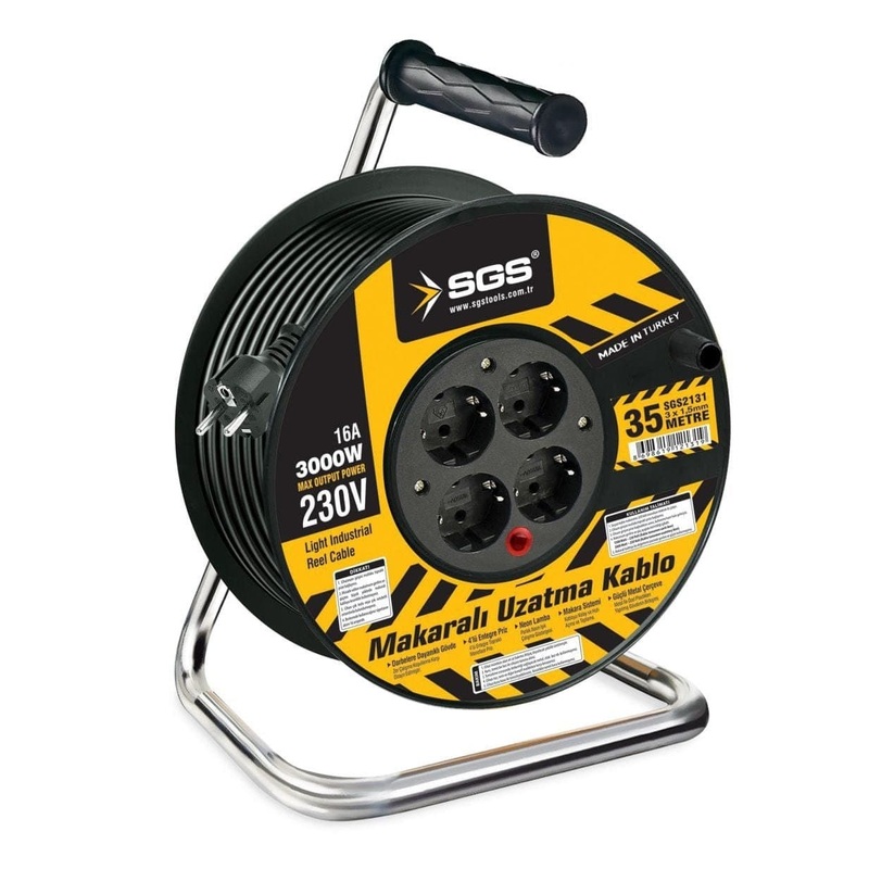 SGS 50m Roller Extension Cable Reel 3 x 1.5mm 2-Pins – SGS2132
