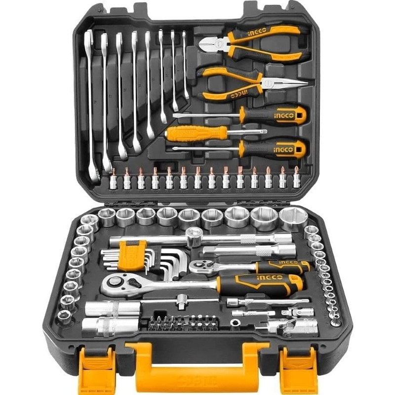 Ingco 100-Piece Professional Hand Tool Set with Ratchet Wrenches & Sockets  HKTHP21001