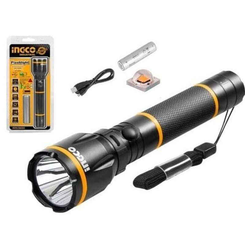 Ingco Waterproof Rechargeable LED Flashlight 450 Lumens with 5 Light Modes  HCFL1865051
