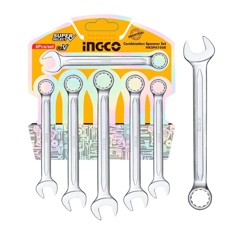 Ingco 6 Pieces Combination Spanner Set 8-17mm – HKSPA1068