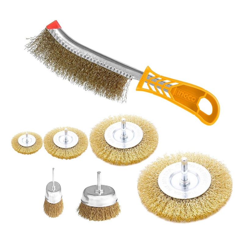 Ingco 7-Piece Wire Cup & Wire Wheel Brush Set – WB10071