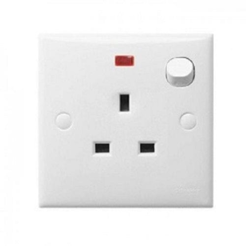 Schneider 13A Single Switched Socket With Neon – E30 Series
