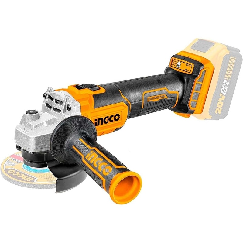Ingco 4.5/115mm Brushless Lithium-Ion Cordless Angle grinder with 20V 4.0Ah Battery & Charger – CAGLI2111561