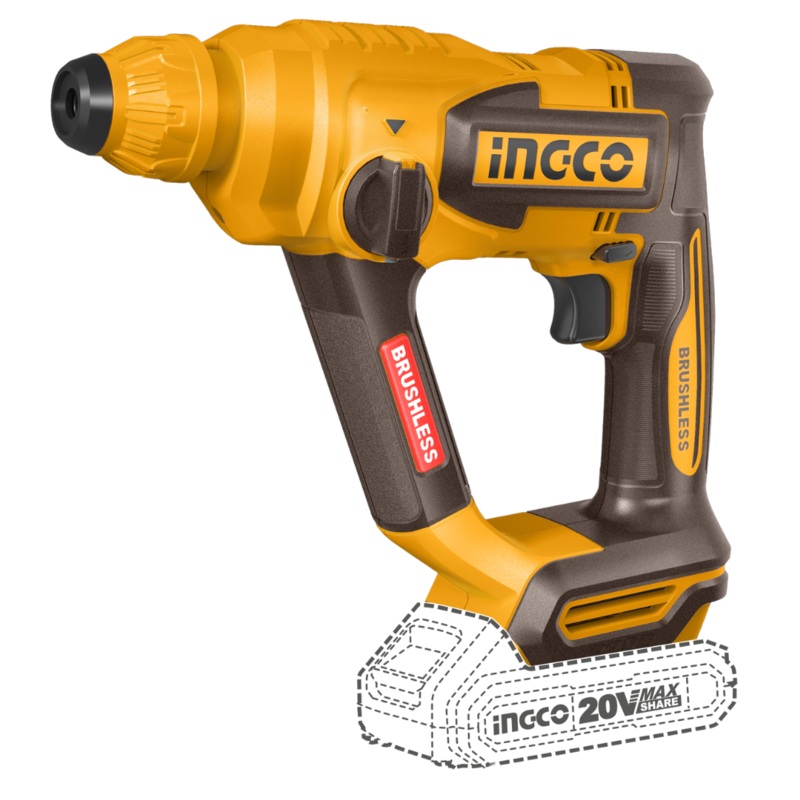 Ingco 20V Brushless Motor Cordless Rotary Hammer Drill – CRHLI20188