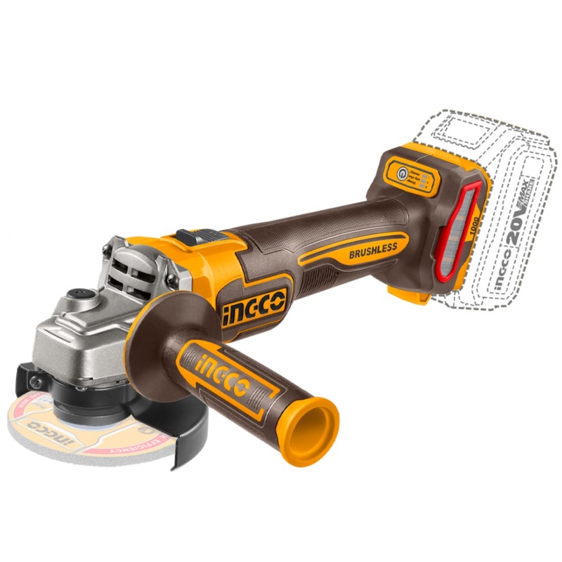 Ingco 20V Lithium-Ion Cordless Angle Grinder with Brushless Motor – CAGLI271532