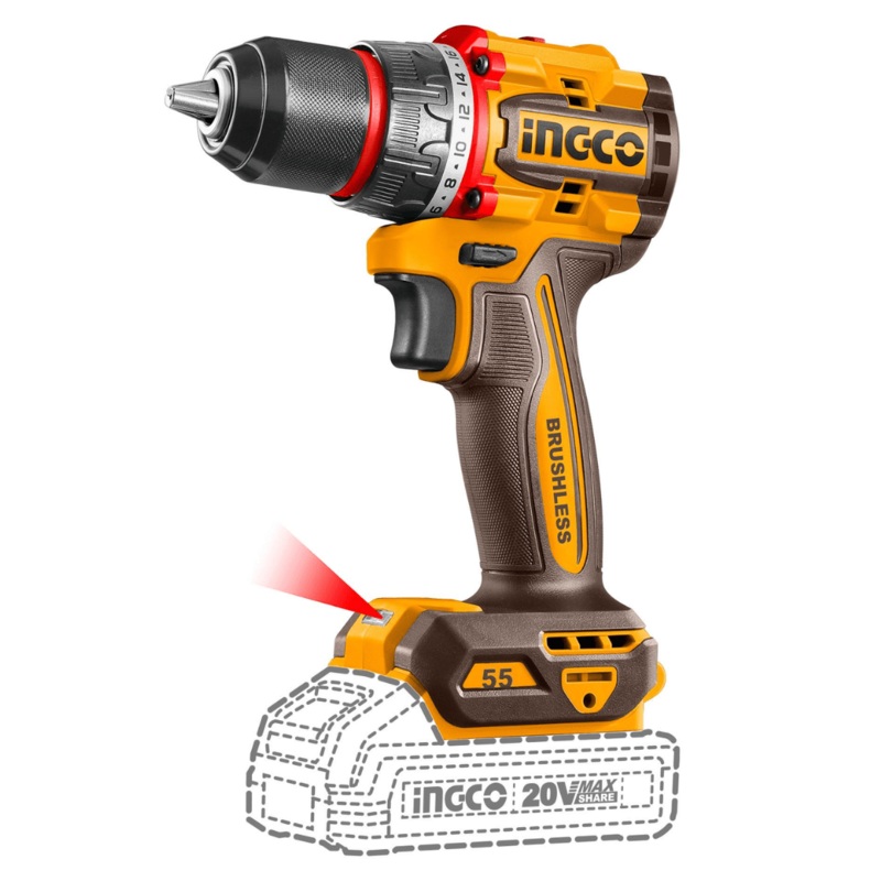 Ingco Lithium-Ion Compact Brushless Cordless Drill 20V – CDLI205581