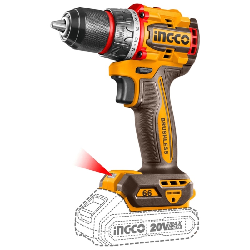 Ingco Lithium-Ion Compact Brushless Cordless Drill 20V – CDLI206681