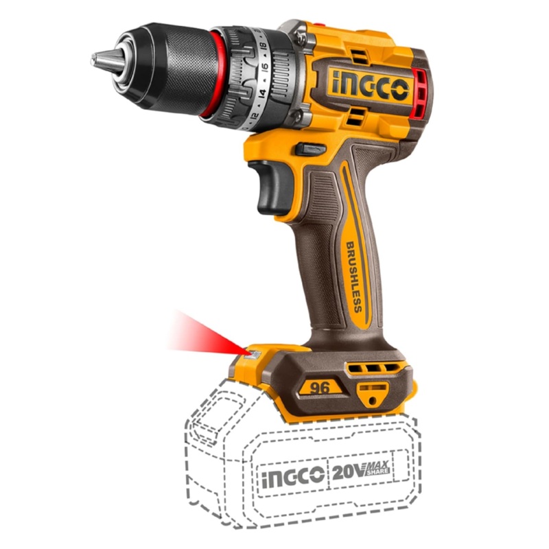 Ingco Lithium-Ion Compact Brushless Cordless Drill 20V – CIDLI209681
