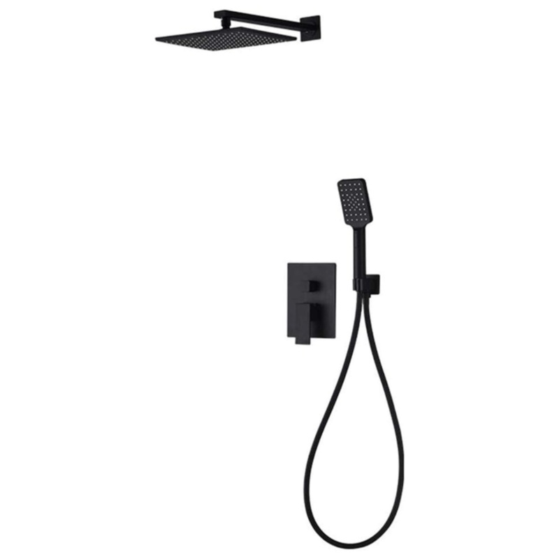 Bathroom Concealed Wall Mounted Two- Function Square Overhead Rain Shower Set Chrome/Matte Black – RS-9009 & RS-9009B