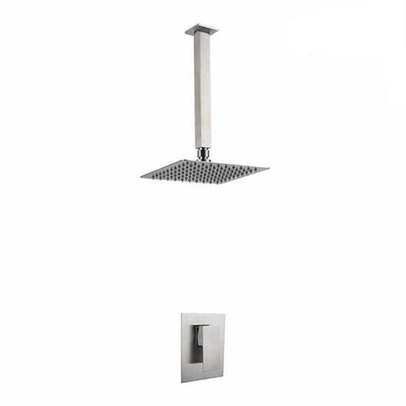MaxTen Brushed Steel Ceiling Mounted Square Single Function Concealed Rain Shower Set – ST80-102