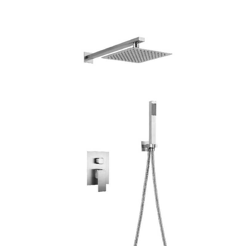 MaxTen Stainless Steel Wall Mounted Two- Function Square Rain Shower Set – P05014BN