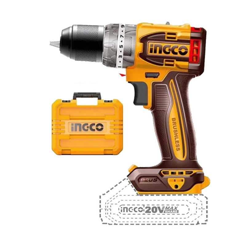Ingco Lithium-Ion Cordless Hammer Impact Drill with Two 20V 2.0Ah Batteries & Charger – CIDLI20602