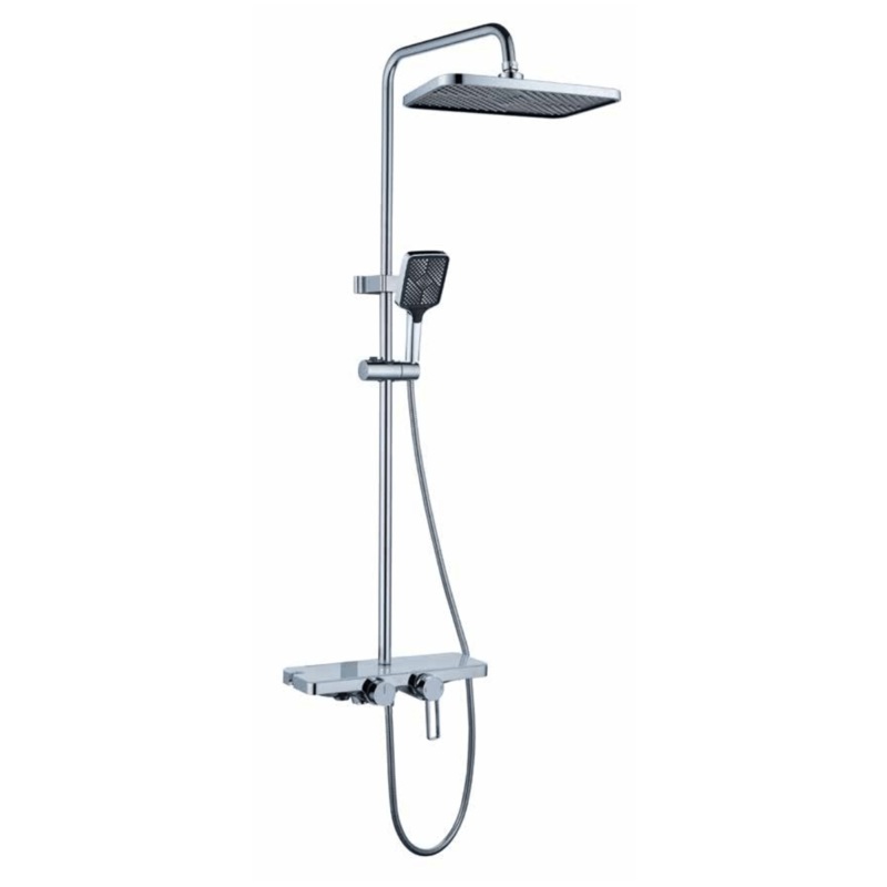 WK Bathroom Chrome Wall Mounted Three-Function Square Rain Shower Set – K-8848