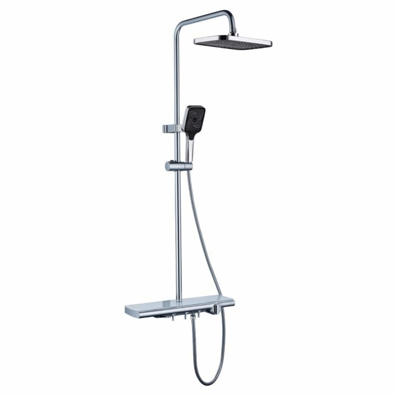 WK Bathroom Chrome Wall Mounted Three-Function Square Rain Shower Set – K-8852
