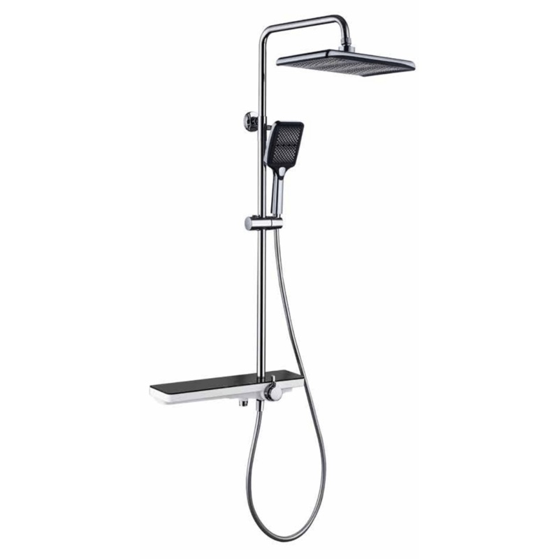 WK Bathroom Chrome Wall Mounted Three-Function Square Rain Shower Set – K-8855