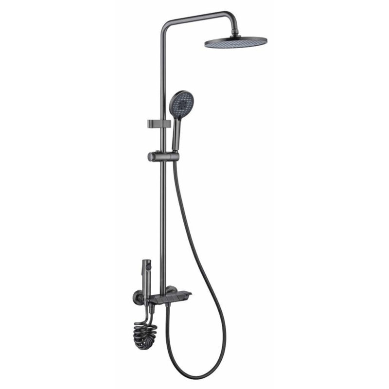 WK Bathroom Gun Grey Wall Mounted Four-Function Round Rain Shower Set – K-8822Q