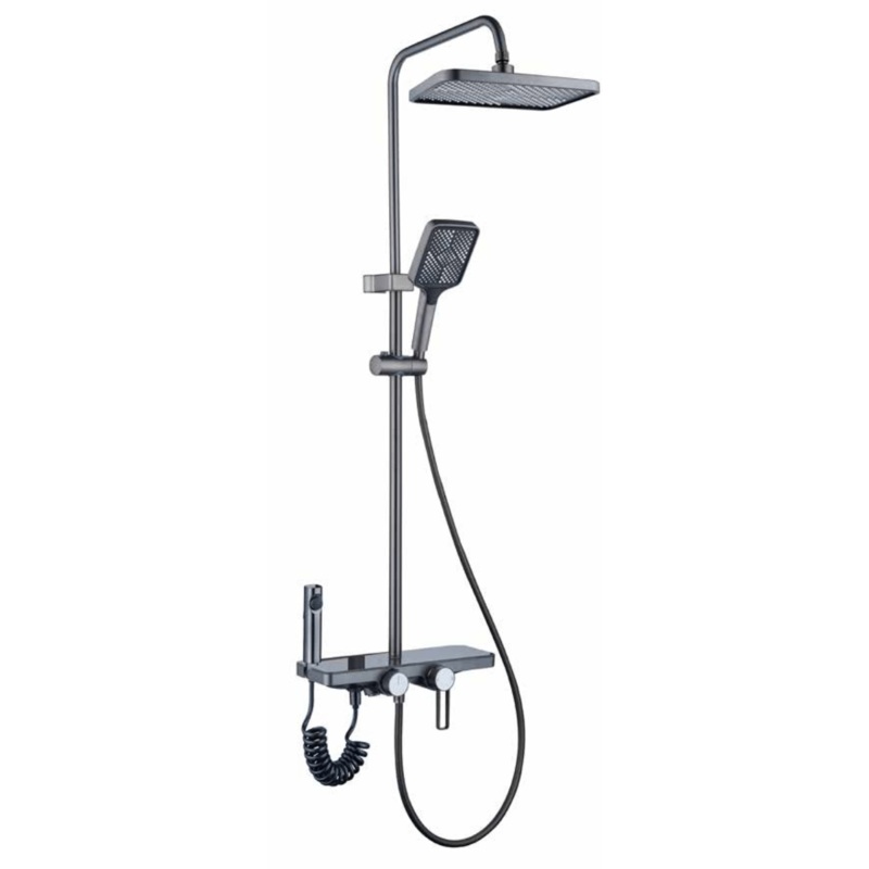 WK Bathroom Gun Grey Wall Mounted Four-Function Square Rain Shower Set – K-8851Q