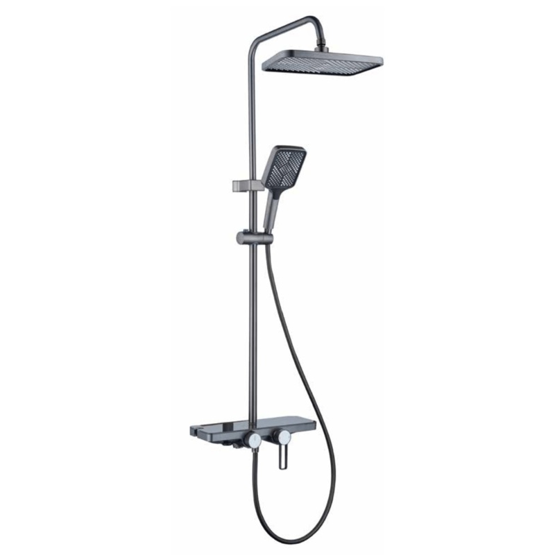 WK Bathroom Gun Grey Wall Mounted Three-Function Square Rain Shower Set – K-8850Q