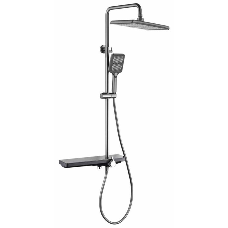 WK Bathroom Gun Grey Wall Mounted Three-Function Square Rain Shower Set – K8856Q