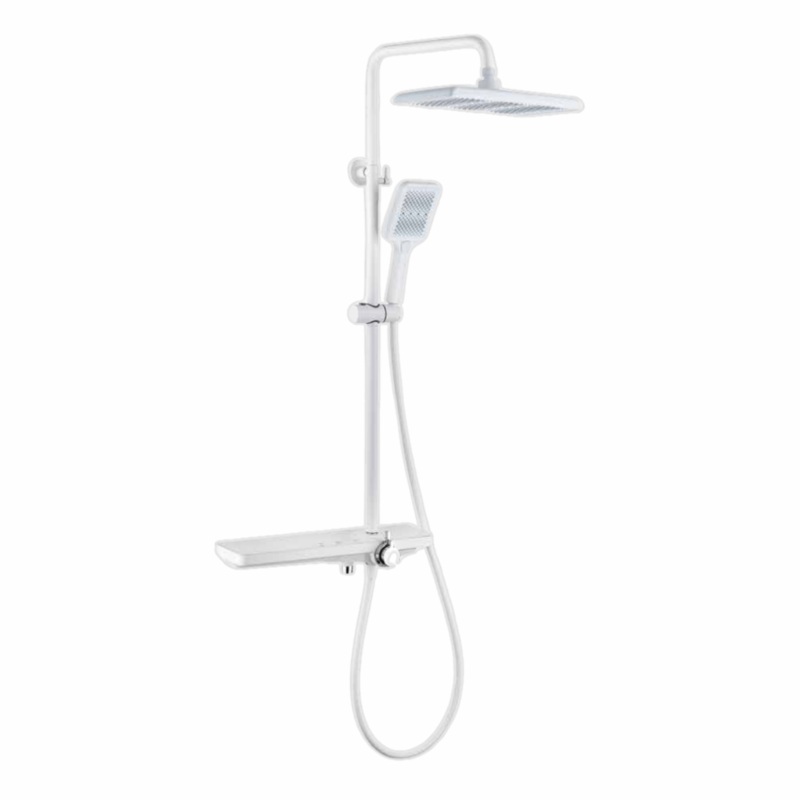 WK Bathroom White Wall Mounted Three-Function Square Rain Shower Set – K-8857W
