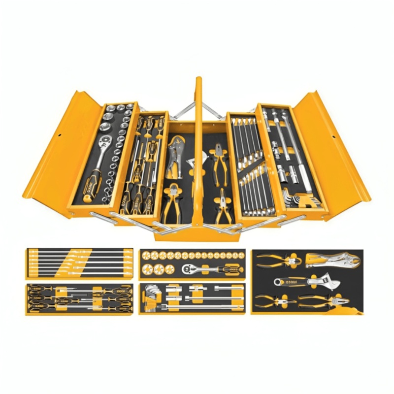 Ingco 108 Pieces Tool Chest Set with Ratchet Wrenches, Sockets & More  HTCS151081