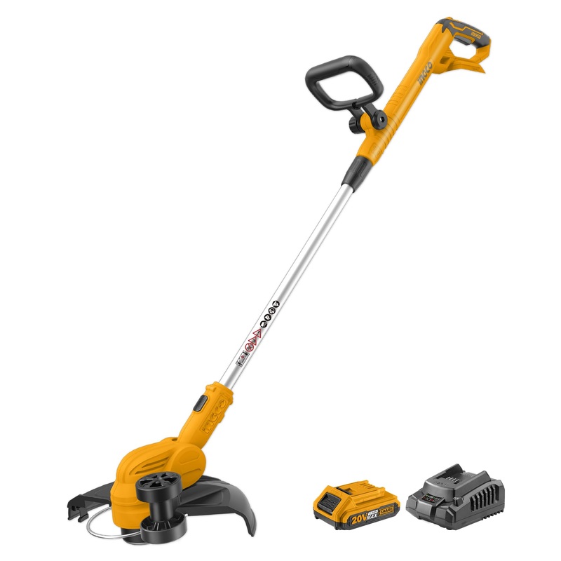 Ingco 20V Lithium-Ion Cordless Grass Trimmer with 2.0Ah Battery & Charger  CGTLI203285
