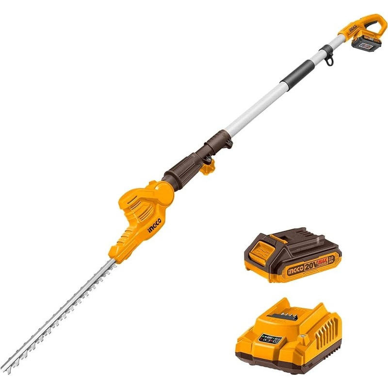 Ingco 20V Lithium-Ion Cordless Pole Hedge Trimmer with 2.0Ah Battery & Charger  CPHT2016012