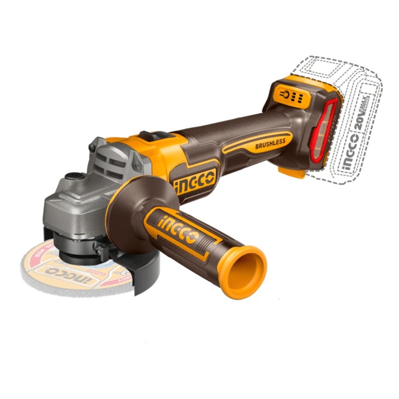 Ingco 4.5/115mm Lithium-Ion Cordless Angle Grinder 20V with Brushless Motor  CAGLI21154
