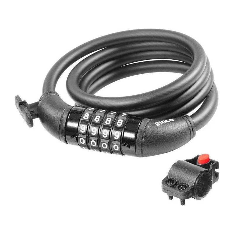 Ingco 4-Digit Combination Bicycle Lock with PVC Coated Braided Cable  DBK21012