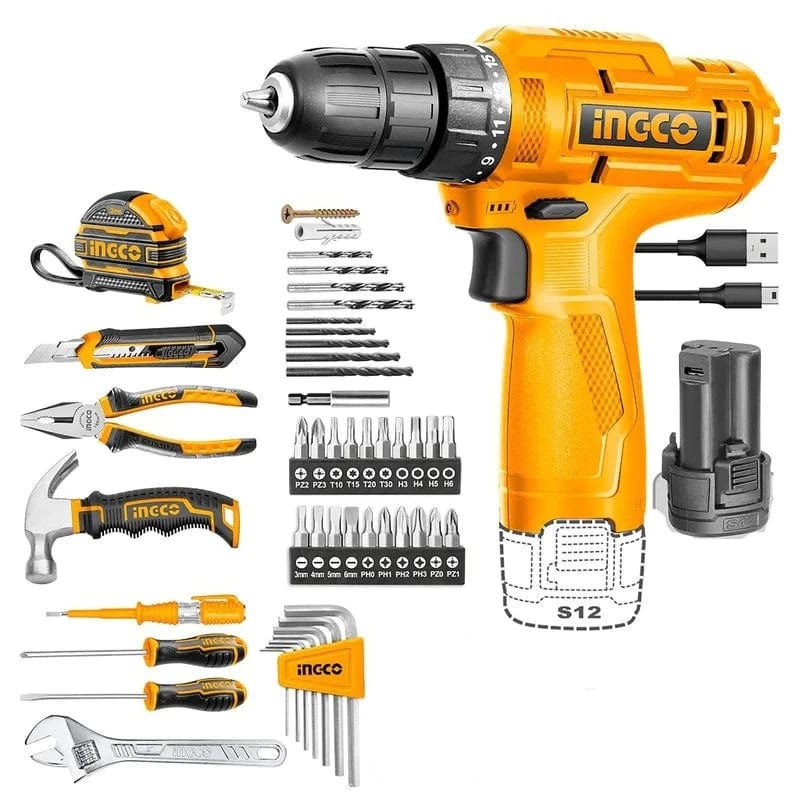 Ingco 89 Pieces Tools Set with 12V Cordless Drill – HKTHP10891