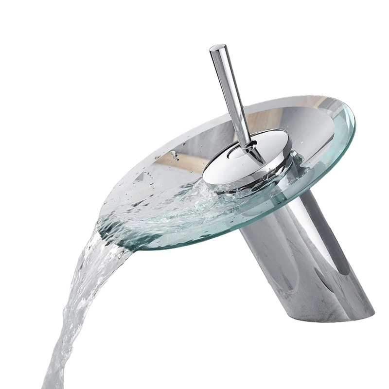 Modern Style Bathroom Hot & Cold Round Glass Waterfall Tap