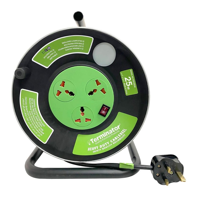 Terminator 3-Way Universal Extension Reel Socket with Lighted Switch 25M – TER 825UM