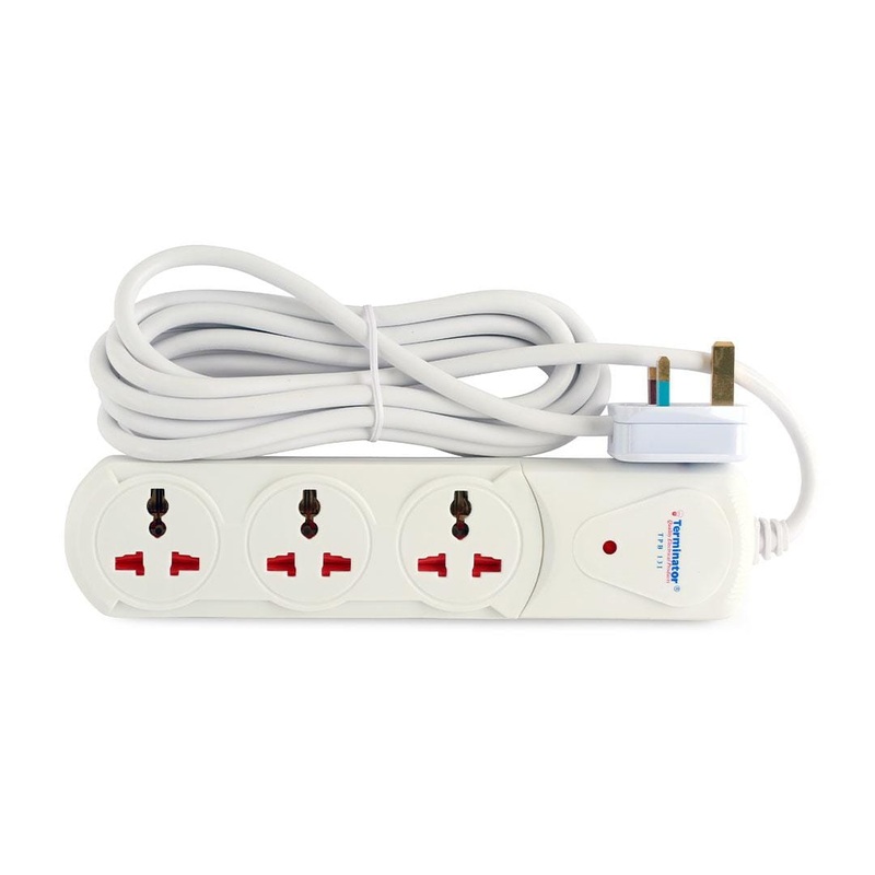 Terminator 3-Way Universal Power Extension Socket with Indicator – TPB 13I-3M-CB