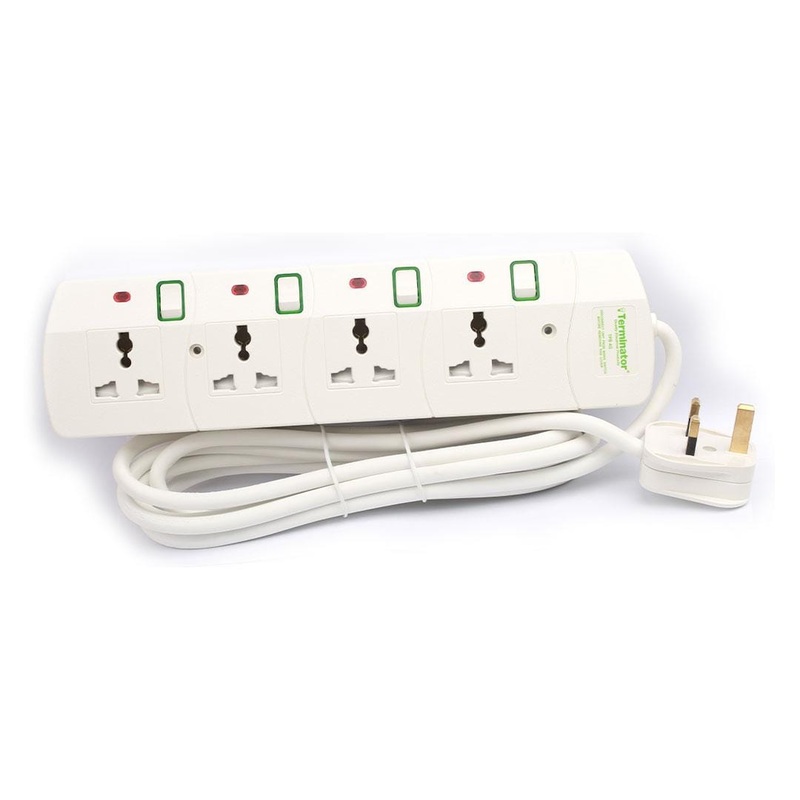 Terminator 4-Way Universal Power Extension Socket with Surge Protection – TPB 4ASP-3M