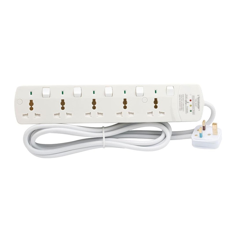 Terminator 5-Way Universal Power Extension Socket with Surge Protection – TPB 5ASP-3M