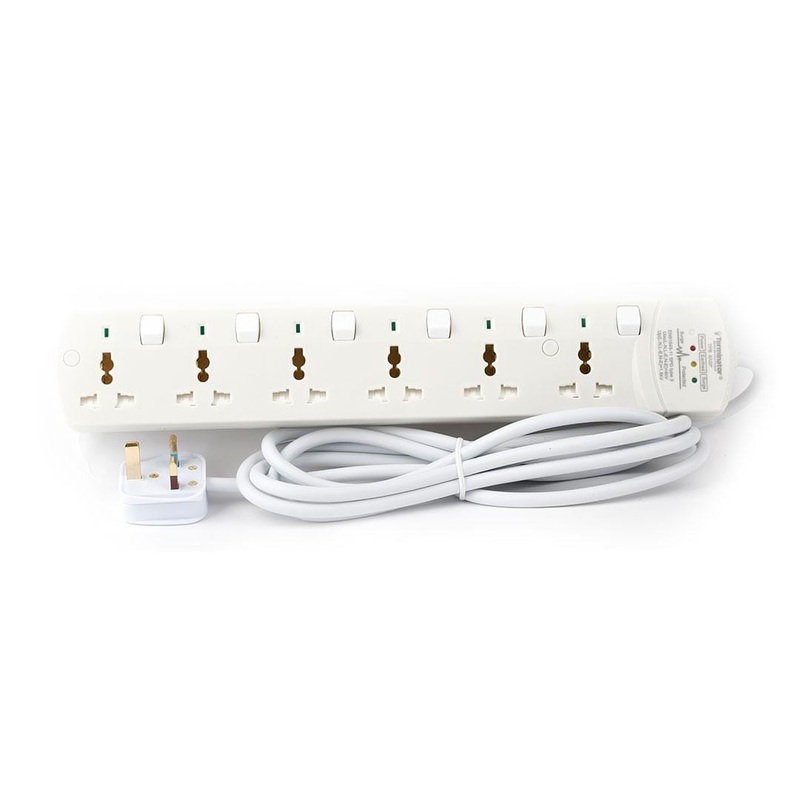 Terminator 6-Way Universal Power Extension Socket with Surge Protection – TPB 6ASP-3M