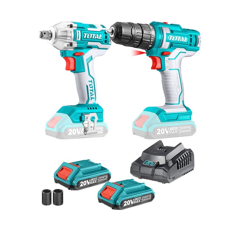 Total Lithium-Ion 20V Cordless Impact Wrench & Drill Combo Kit – TOSLI230702