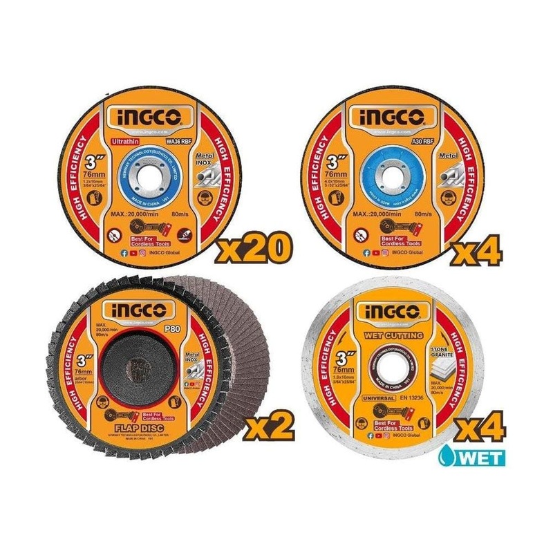 Ingco 30-Piece Cutting & Grinding Disc Set  MCD07630